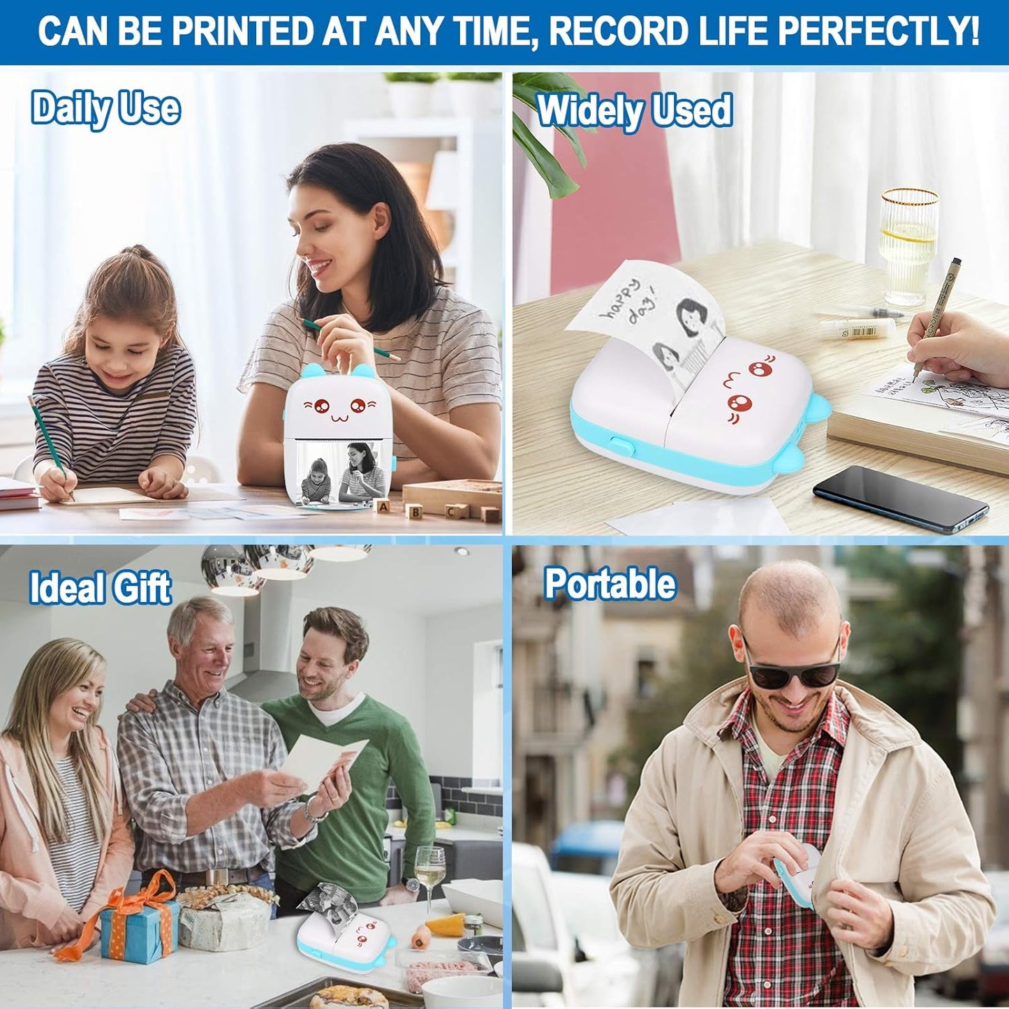 Product being used in various scenarios with text highlighting its features.