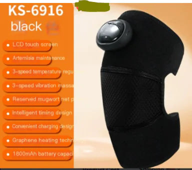 Black electronic device with massage functions on an orange background