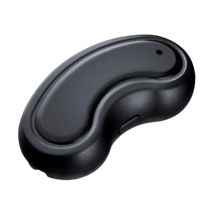 Black wireless earbud on a white background