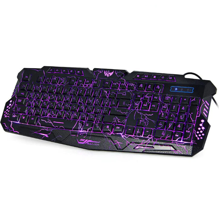 M200 Crackle Design RGB Gaming Keyboard and Mouse Set Savy Tech Gadgets
