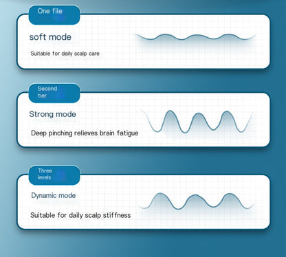 Diagram of scalp care modes with text on a blue background