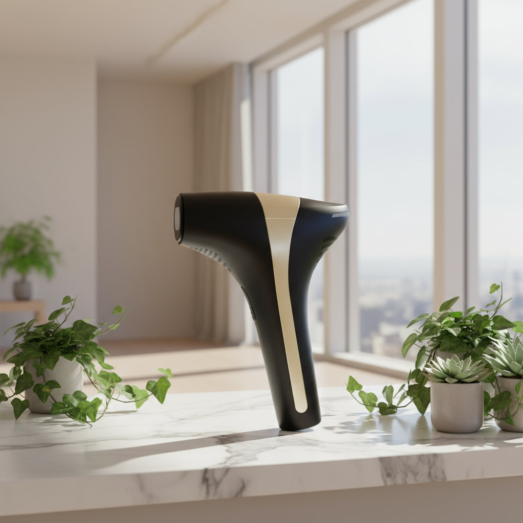 Black and gold hair dryer for pets with high resolution (HR) and standard resolution (SR) labels on a white background.