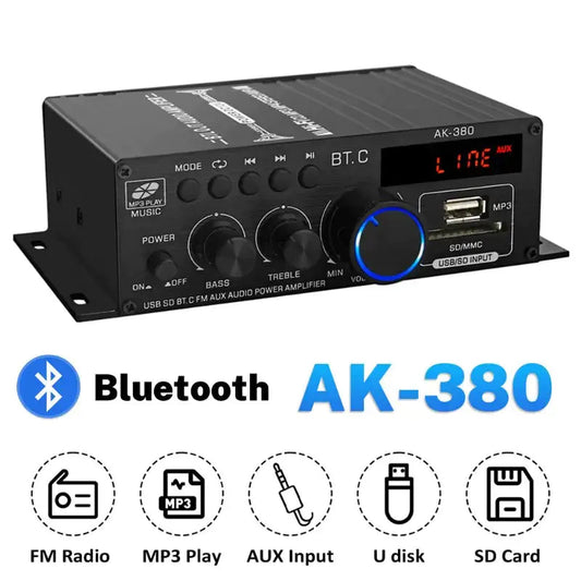 AK380 Bluetooth Car Home 12V Power Amplifier Device Savy Tech Gadgets