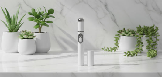 EOHOE blue light skin spot eliminator device with packaging on a clear background