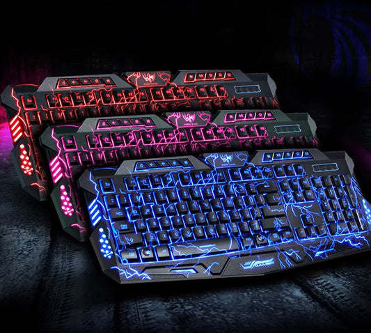 M200 Crackle Design RGB Gaming Keyboard and Mouse Set Savy Tech Gadgets