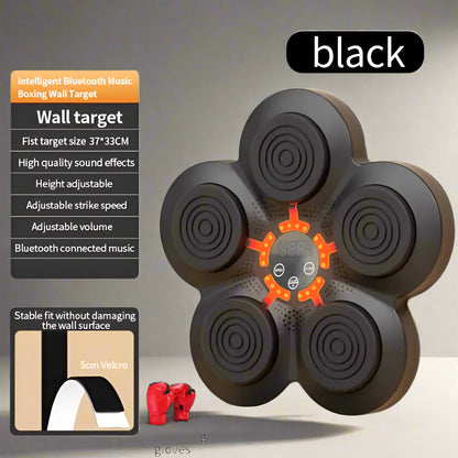 Black boxing wall target with Bluetooth connectivity on a white background