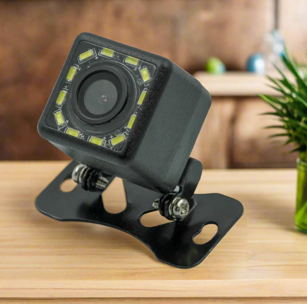 Car camera with LED lights on a white background