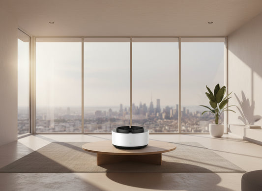 White electronic device with black top on a white background