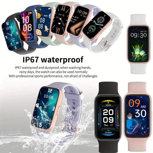 Collection of smartwatches with various designs and features, emphasizing IP67 waterproof and dustproof capabilities.