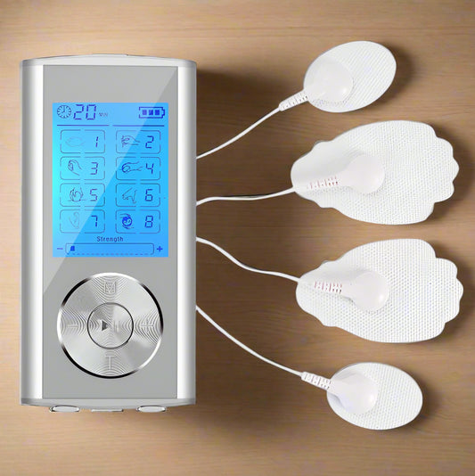 Digital device with a screen and multiple white electrodes on a white background