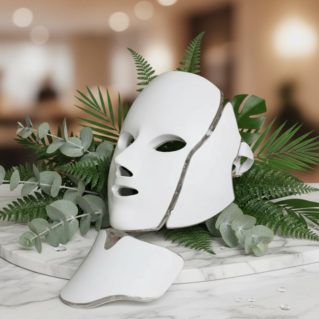 White face mask on a light gray background