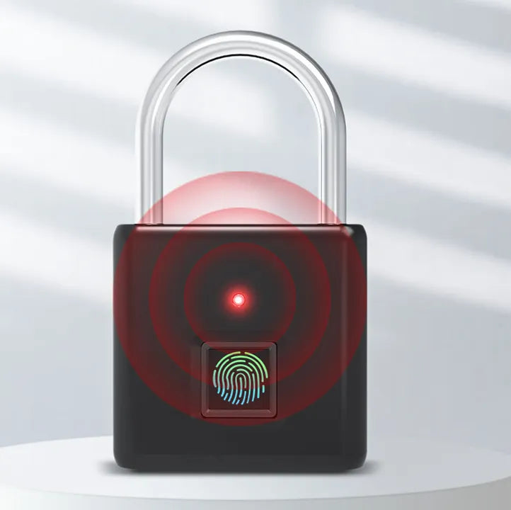 Fingerprint lock with red light on a gray background